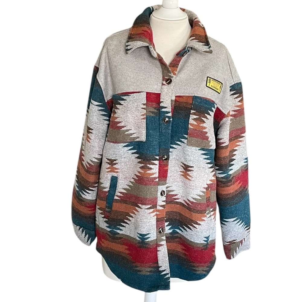Lago Aztec Gray, Red & Blue Jacket Size L